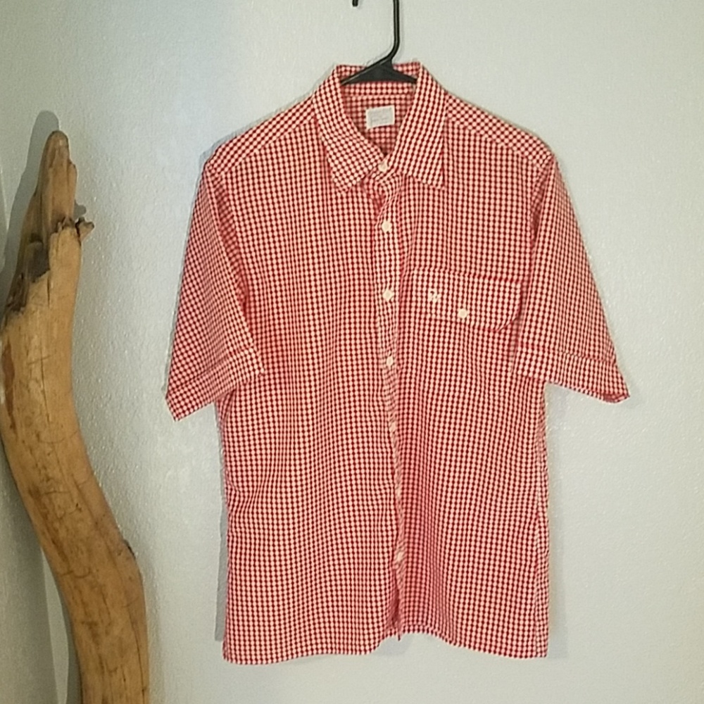 Christian Dior red and white button down top